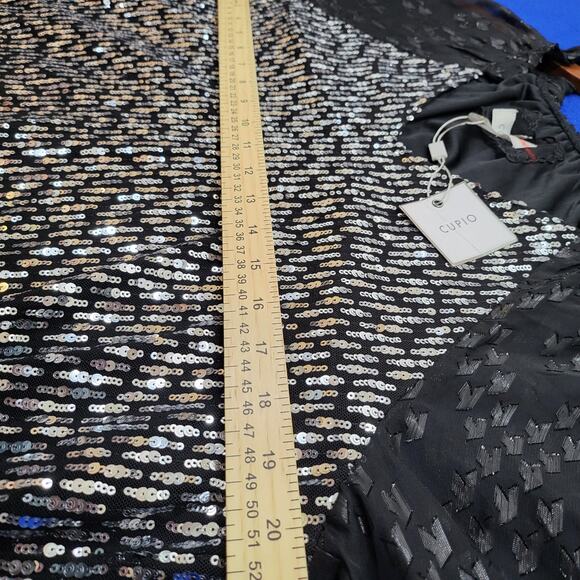 NWT Cupio Sequin Bodice Blouse Party, Whimsigoth, Dark Coquette, Dark Glam Sz L - Picture 13 of 15